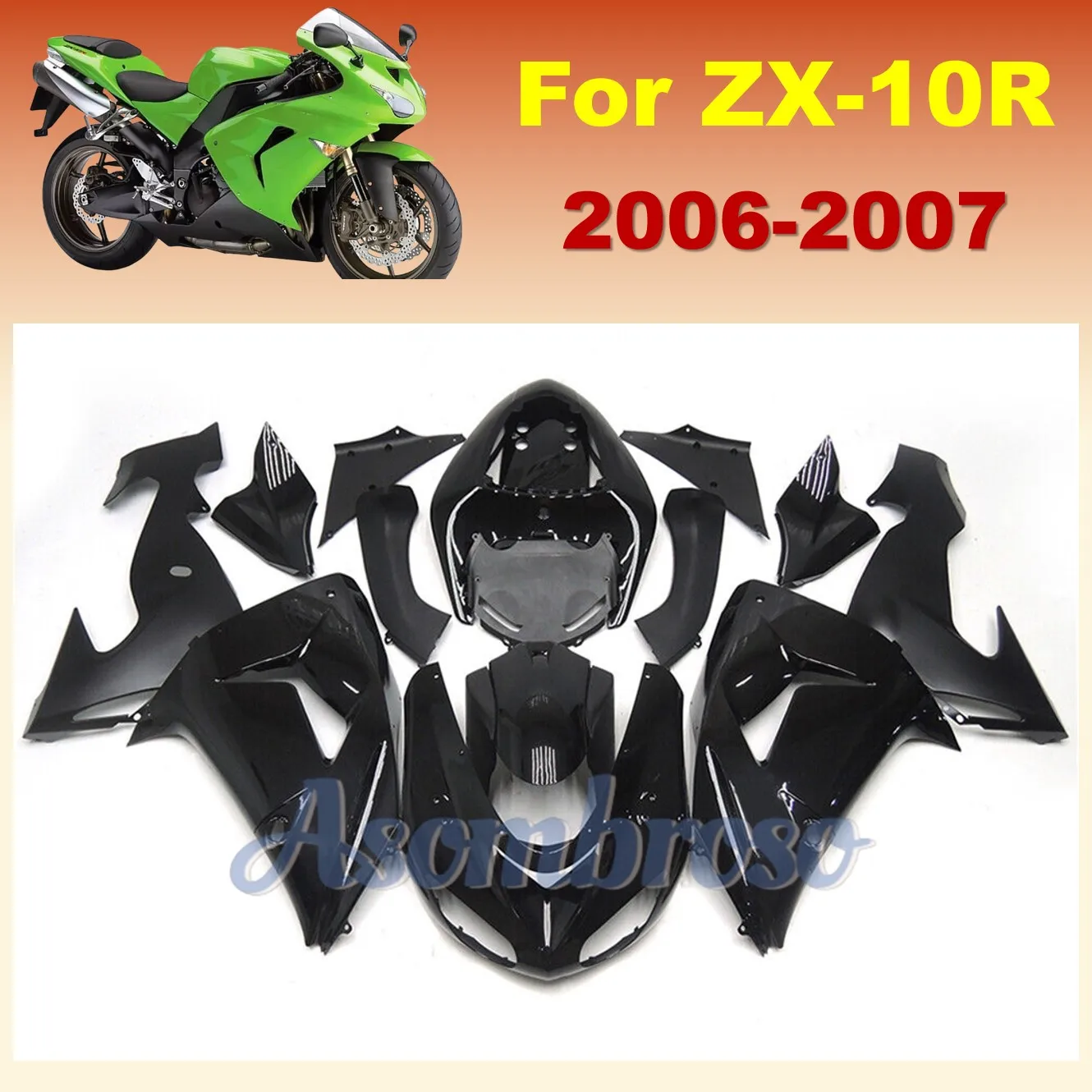 

Комплект обтекателя мотоцикла, подходит для Kawasaki Ninja ZX-10R 2006 2007 06 07 ZX10R zx 10r, матовый/глянцевый черный комплект кузова для восстановления