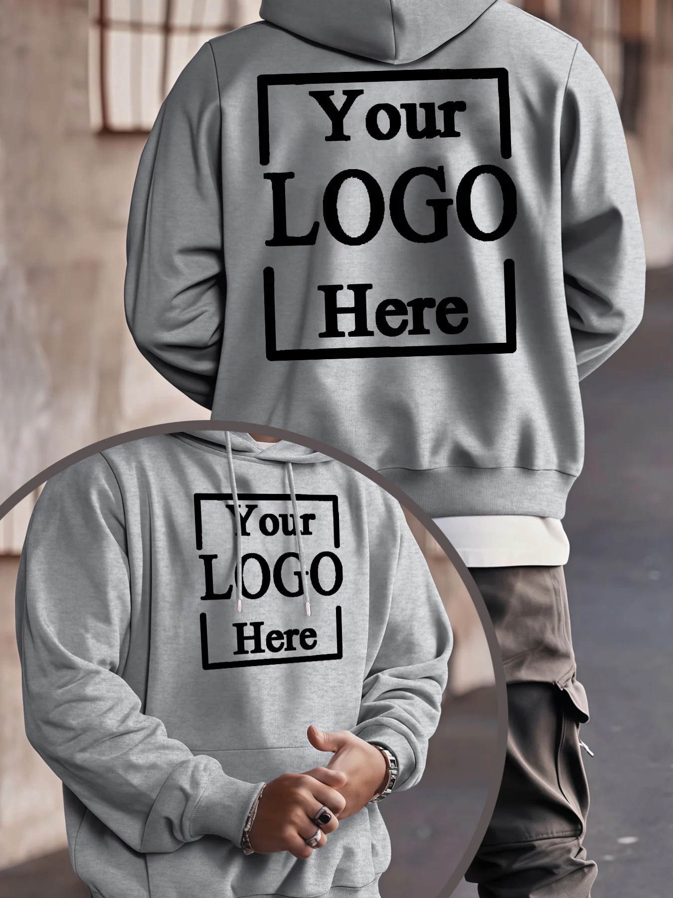 Customize Logo Print DIY Men's Hoody Autumn Fleece Hoodies Hip Hop Loose Jogging Streetwear Korean Comfortable Pullovers