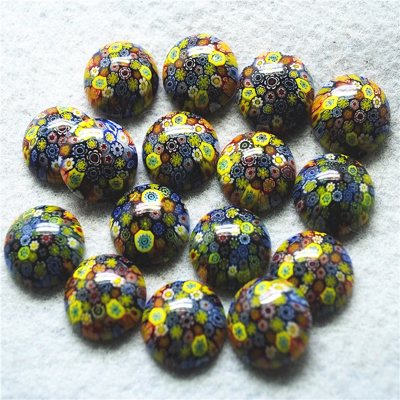 7PCS 18MM Italy Glass Cabochons Millfiori Beads Cabs No Hole DIY Jewelry Accessories Very Popular Items