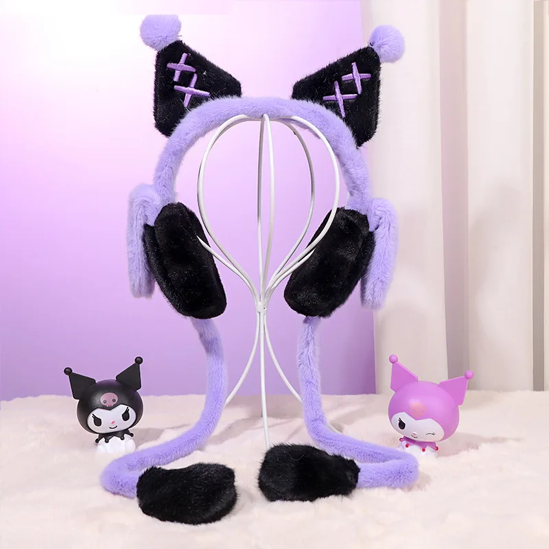 Sanrio Earmuffs Winter Plush Girls Ear Warmer Antifreeze Outdoor Warm Cute Three-Dimensional Doll Pneumatic Ears Kuromi Gift