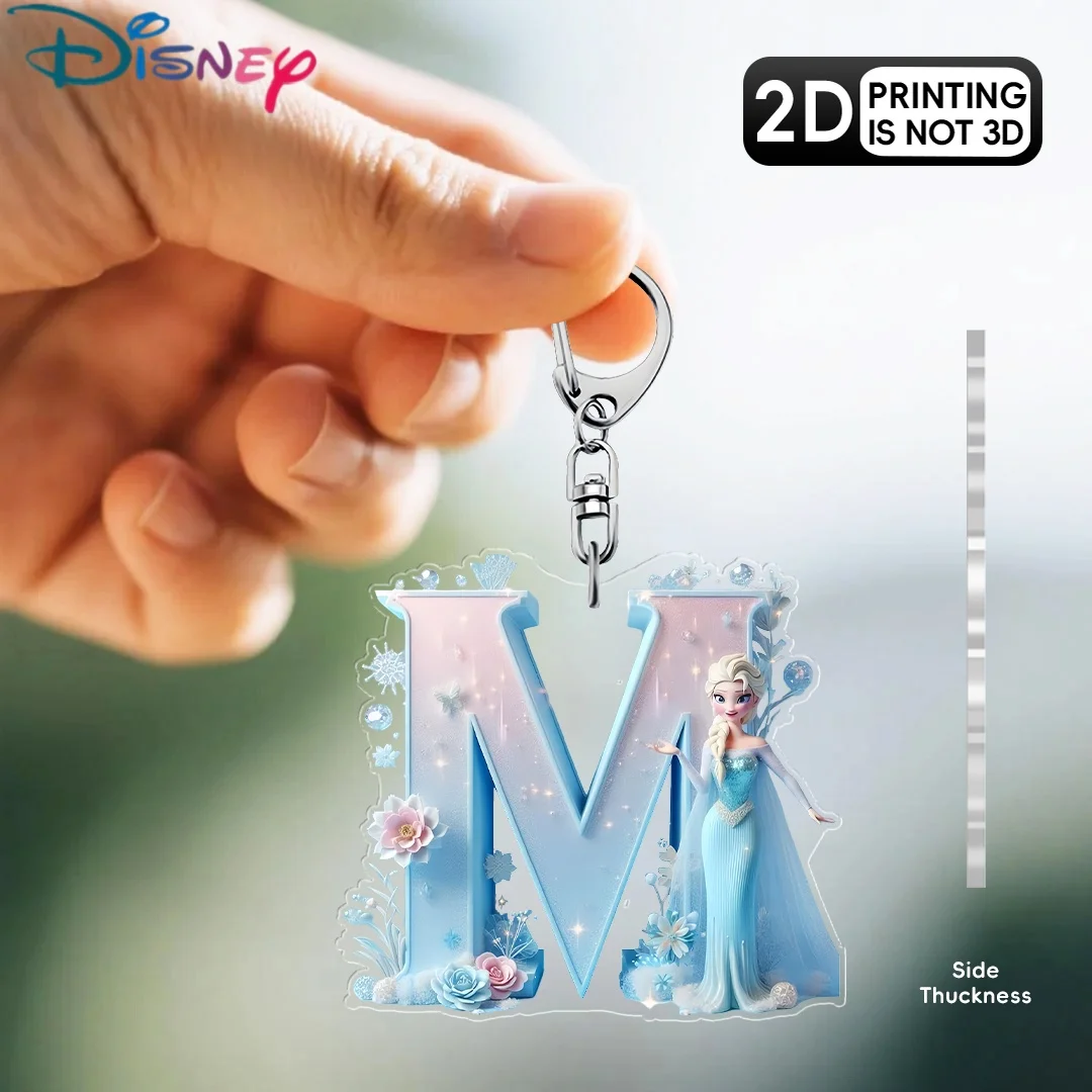 جديد ديزني فروزن إلسا أنيمي الشكل الاكريليك A-Z سلسلة مفاتيح من الكرتون قلادة ملونة سيارة مرآة الرؤية الخلفية بنين بنات هدية عيد ميلاد