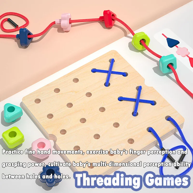 Children Montessori Color Pegboard Toys 3D Learning Education Handmade Puzzles Threading Game Education Activities Toy