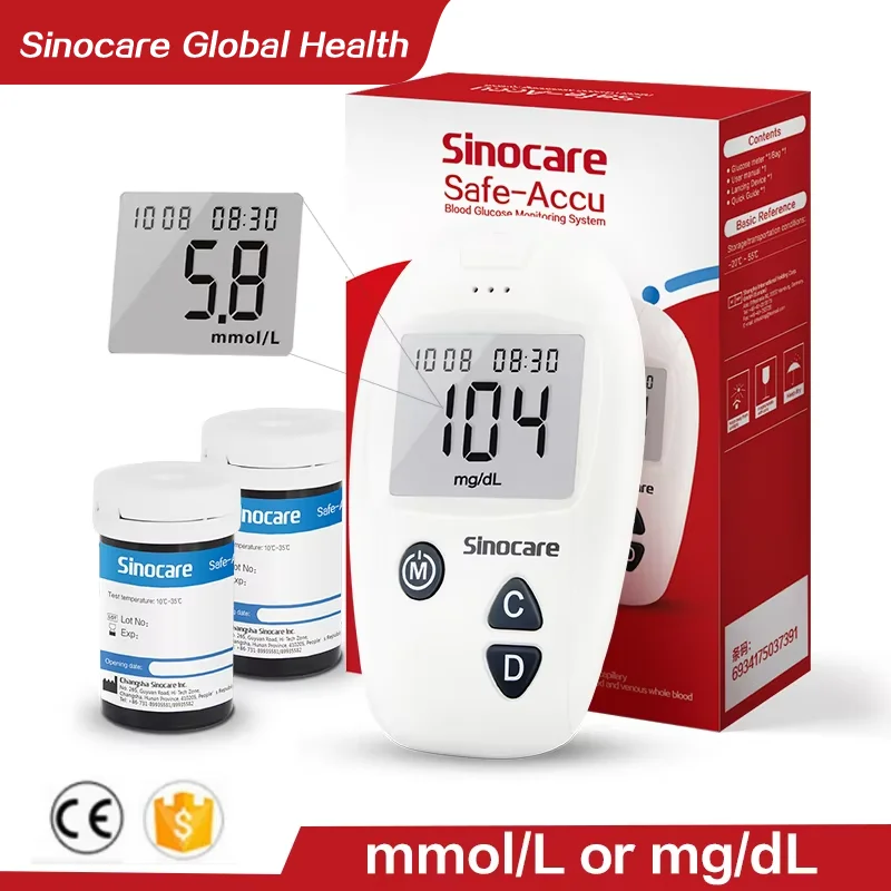 Sannuo Sinocare Blood Glucose Meter Safe Accu Glucometer Kit Diabetic Blood Sugar 50/100pcs Test Strips Lancets Diabetes Tester