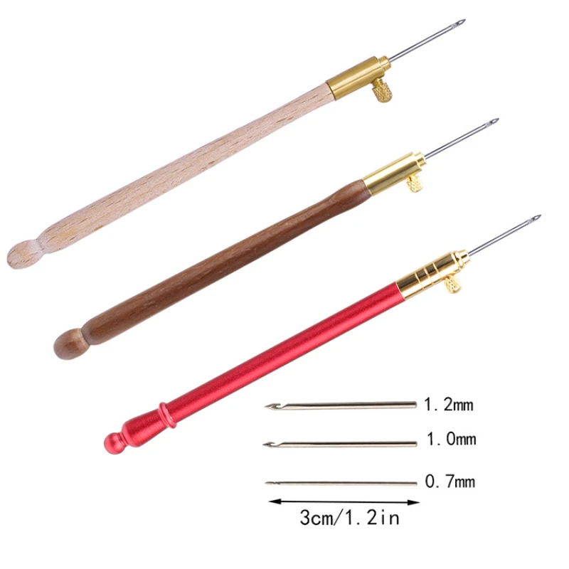 Embroidery Punch Needle with 3 Needles Punch Pen  Embroidery Cross Stitch Craft Kit French Crochet for Sewing Knitting