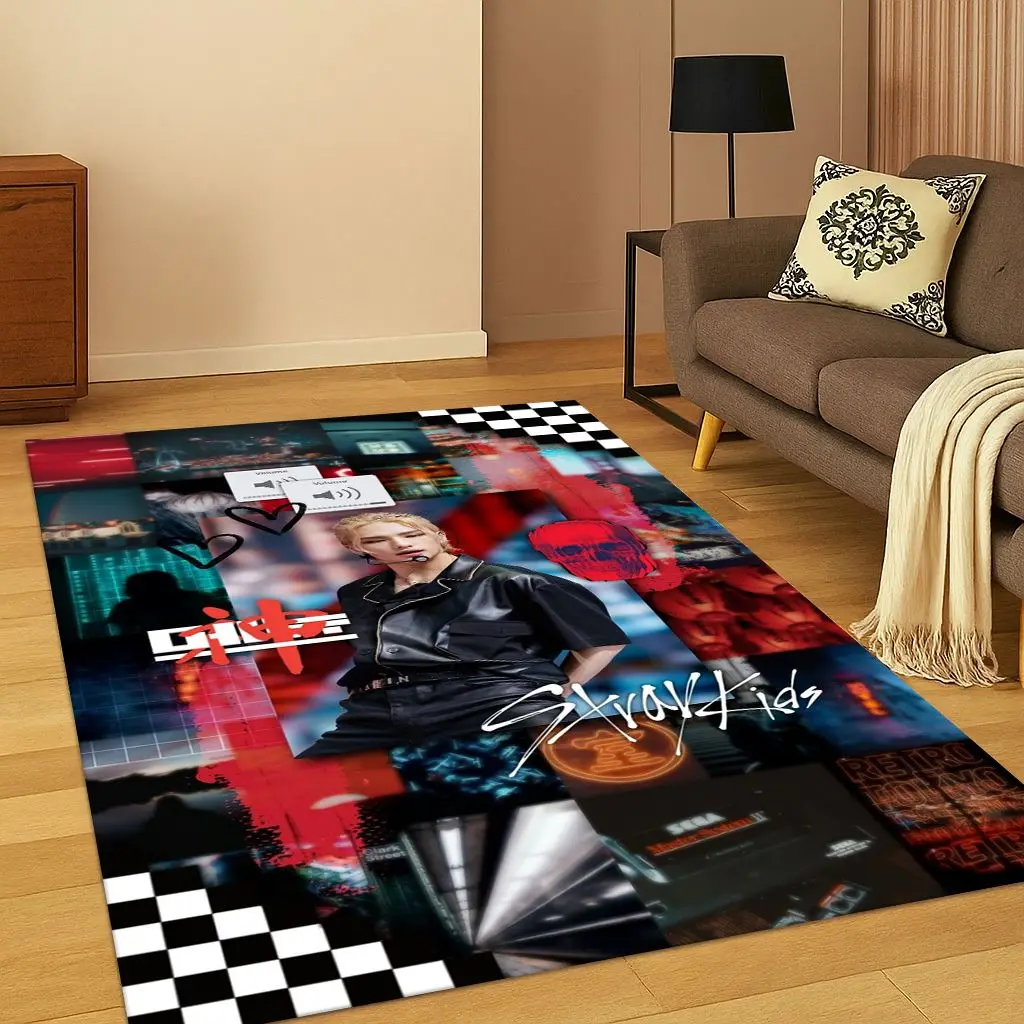Kpop Star S-Stray Kids Hyunjin Carpet Rug for Bedroom Living Room Sofa Home Doormat Home Decor,Area Rug Non-slip Floor Mat Gift