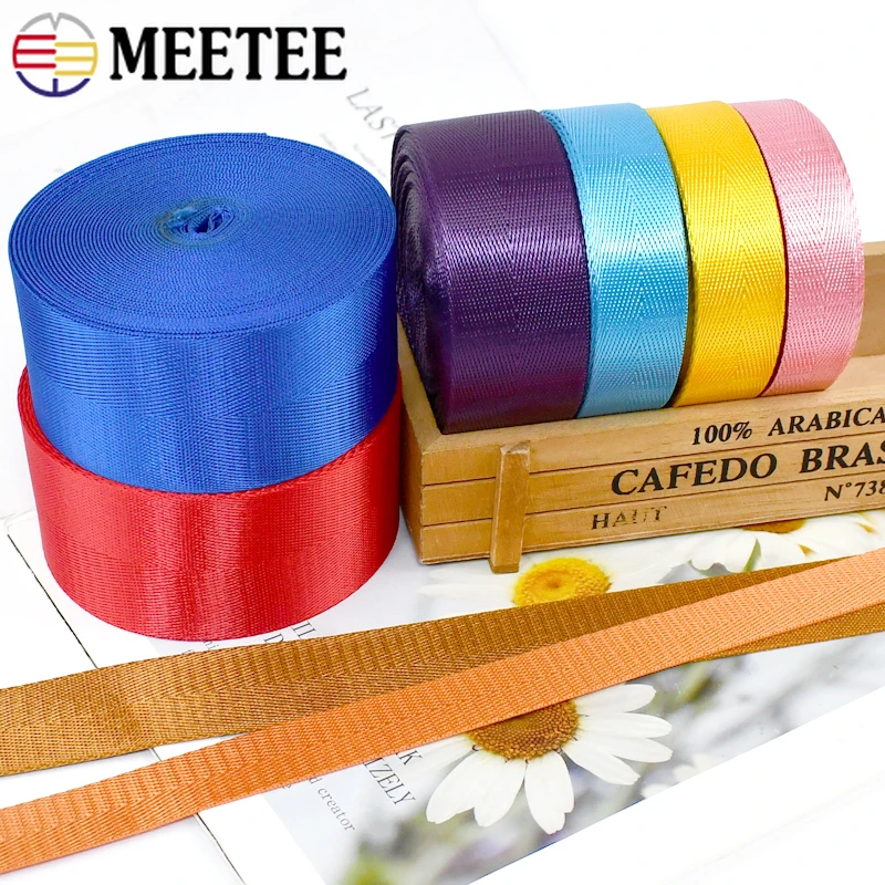 

5Meters Meetee 20/25/32/38/50mm Nylon Webbing Tapes 1mm Thick Solid Color Ribbon Band for Car Seat Belt Backpack Bias Binding