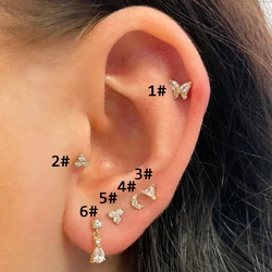 1pc Helix Piercing Butterfly Earrings Women Trend Zircon Mini Cartilage Ear Jewelry Daith Piercing Rook Tragus Body Accessories
