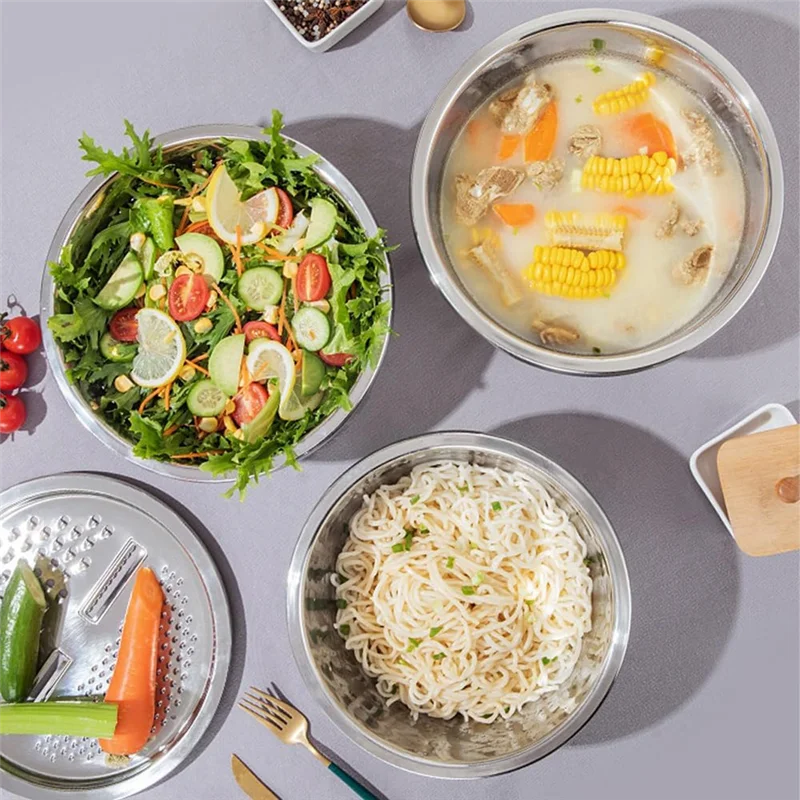 

A19F-Multifunctonal Stainless Steel Basin,3 In 1 Stainless Steel Basin, Multifunction Stainless Steel Bowls Colander Strainer