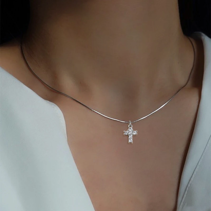 

Water Wave Chain Star Cross Butterfly Heart Dazzling Zircon Pendant Vacation Party Anniversary Simple Versatile Sweet Necklace