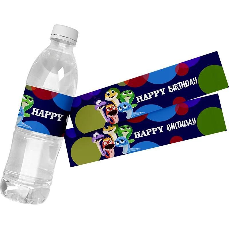 6pcs Disney Inside Out Water Bottle Wrappers Water Bottle Labels Stickers Kids Birthday Party Baby Shower Decorations Supplies