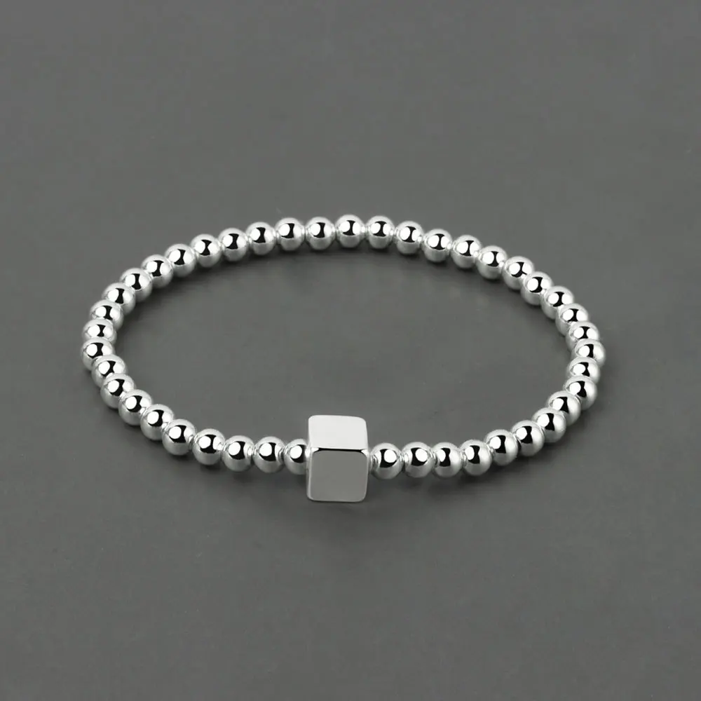 2023 Korean Wave New Hwang Hyun-Jin Same Silver Color Square Ball Bracelet INS Fashion Men's and Women's Jewelry Fan Couple Gift