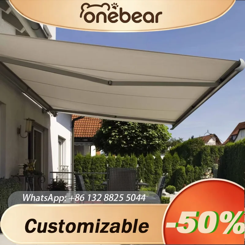 Any Size Custom Full Cassette Electric Folding Arm Remote Control Retractable Awning Waterproof UV Proof Outdoor Shade