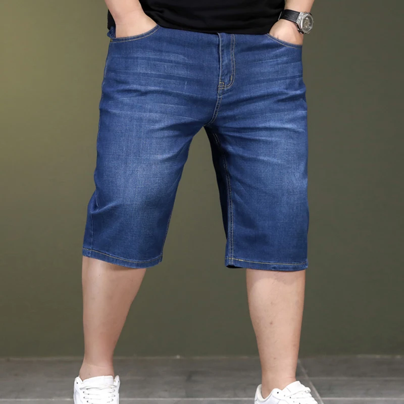 New Summer Denim Short Jeans Men Plus Size M-44 46 48 Fatty Guys Middle Pants Trendy Cowboy Short Pant Male High Quality Brand