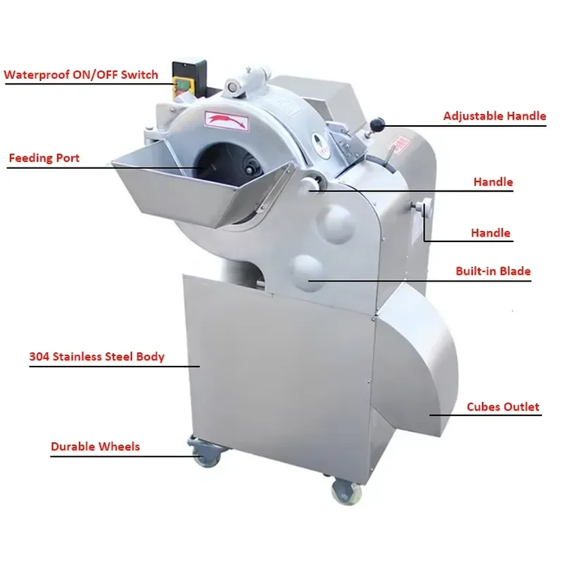 Industrial Automatic Tomato Mango Dicer Machine Root Vegetable Fruit Cube Cutter Strawberry Pineapple Dicing Machine