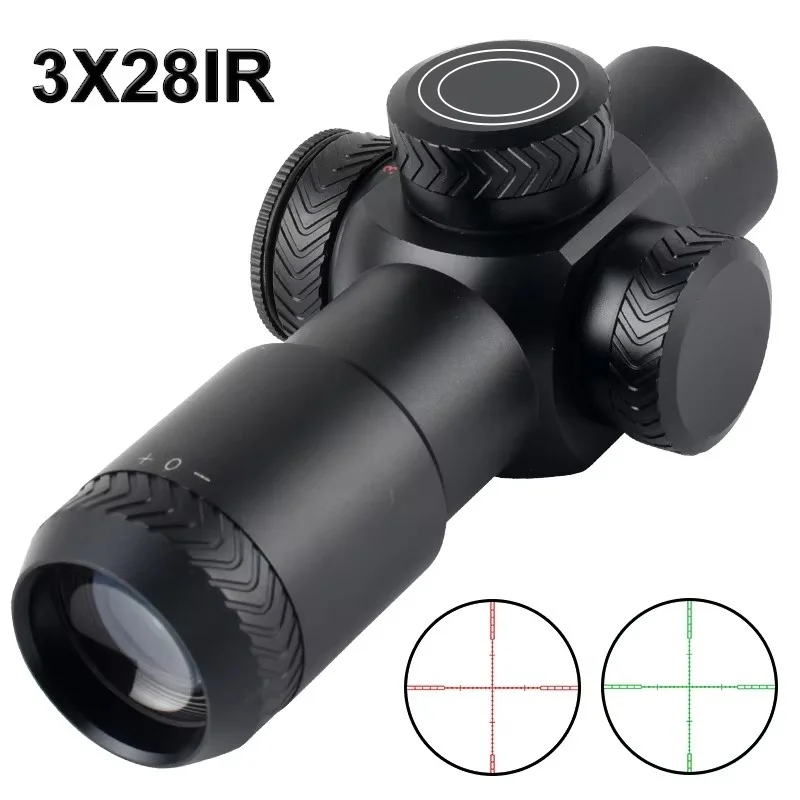 3x28IR Crossbow Short Compact Scope Hunting Red Green Reflex Optic Riflescope Tactical Shooting Aim Airsoft Guns Sight 11mm/20mm