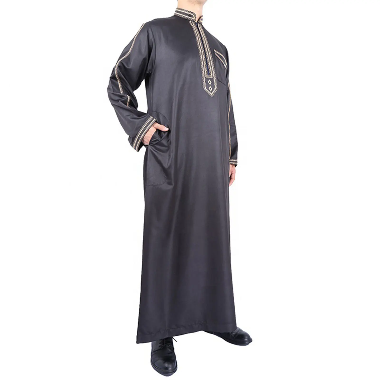 Moda muçulmana jubba thobe casual wear vestido modesto atacado simples vestido muçulmano mangas compridas simples roupas islâmicas thobes