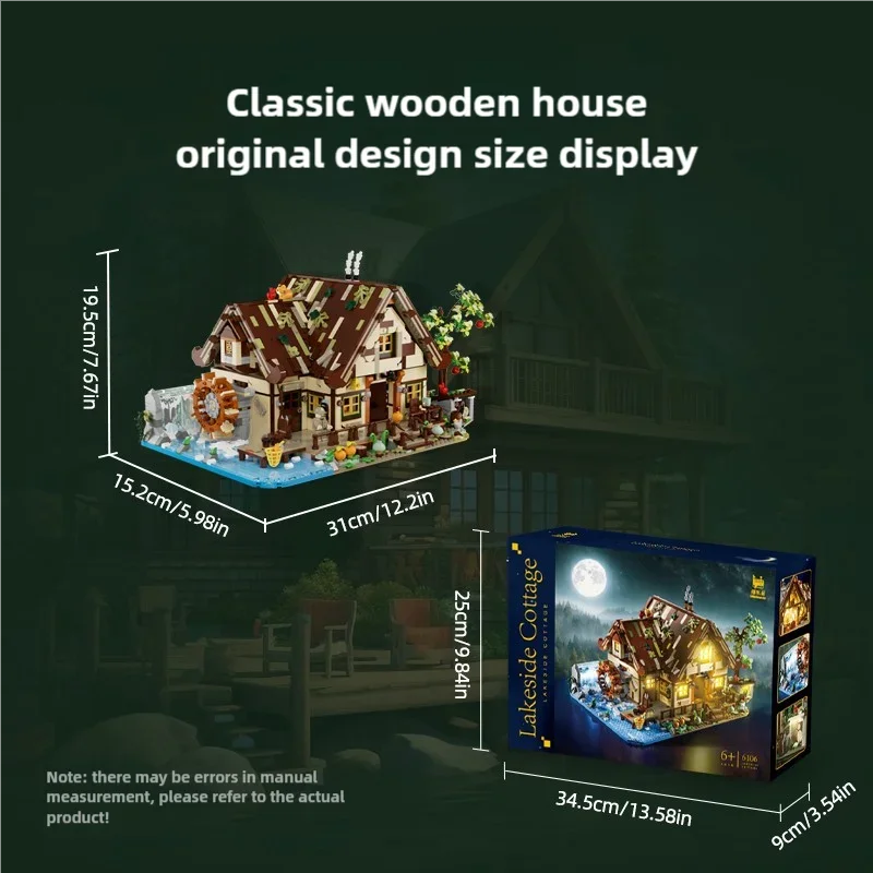 2567PCS Lakefront House Building Blocks wooden House Street View Light Bricks With figure Desktop Decoration Kids Holiday Gifts