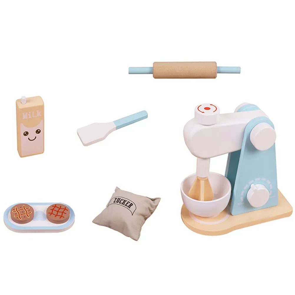 

1Set Children Wooden Kitchen Mixer Pretend Play Simulation Cooking Appliance Educational Mini Mixer for Kids Birthday Gift