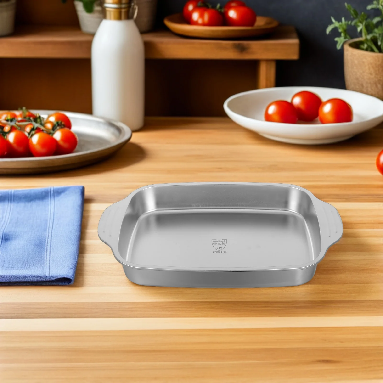 

316L Stainless Steel Roasting Pan Rectangular Nonstick Deep Baking Tray for Turkey Fish Lasagna Grilling Roasting Dish Bbq