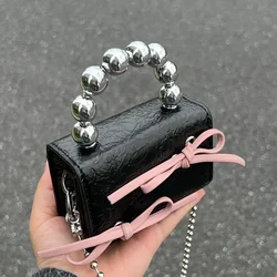 Women's PU Leather Mini Fashion Bags Designer Bowknot Shoulder Bags Lipstick Keys Headphones Makeup Organizer Cross Body Bags