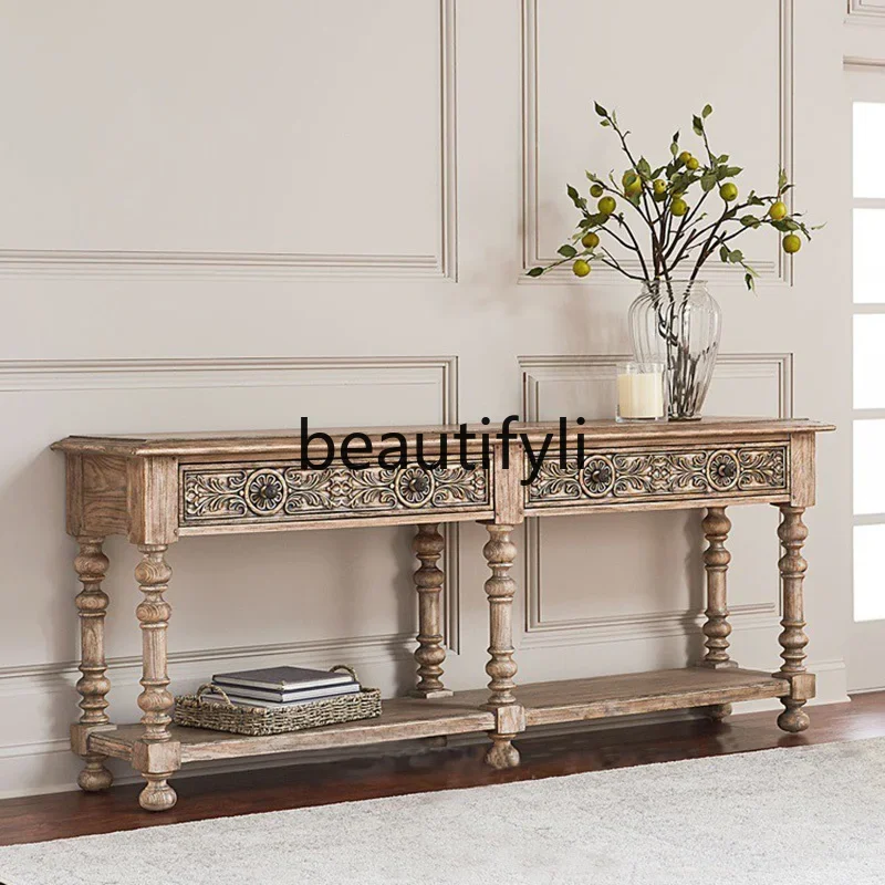 

Modern simple light luxury solid wood porch foyer cabinet decorative cabinet partition porch table6239