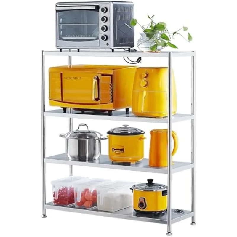 Water Ripple Pattern Steel Shelving Adjustable Feet Height Hidden Screws Storage Kitchen Garage