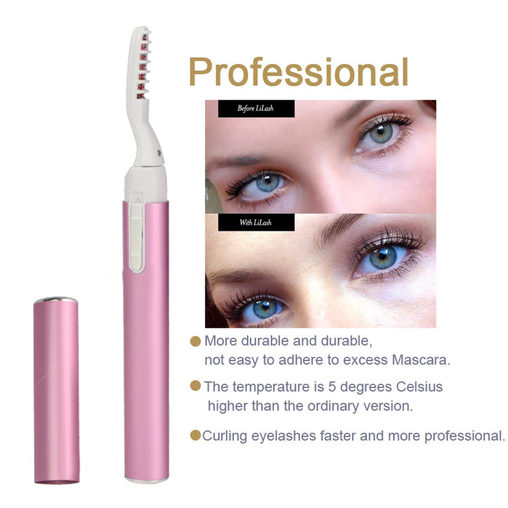 Clip per penna piegaciglia riscaldata elettrica portatile Kit per arricciare il trucco degli occhi di forma a lunga durata strumento cosmetico di bellezza Mascara