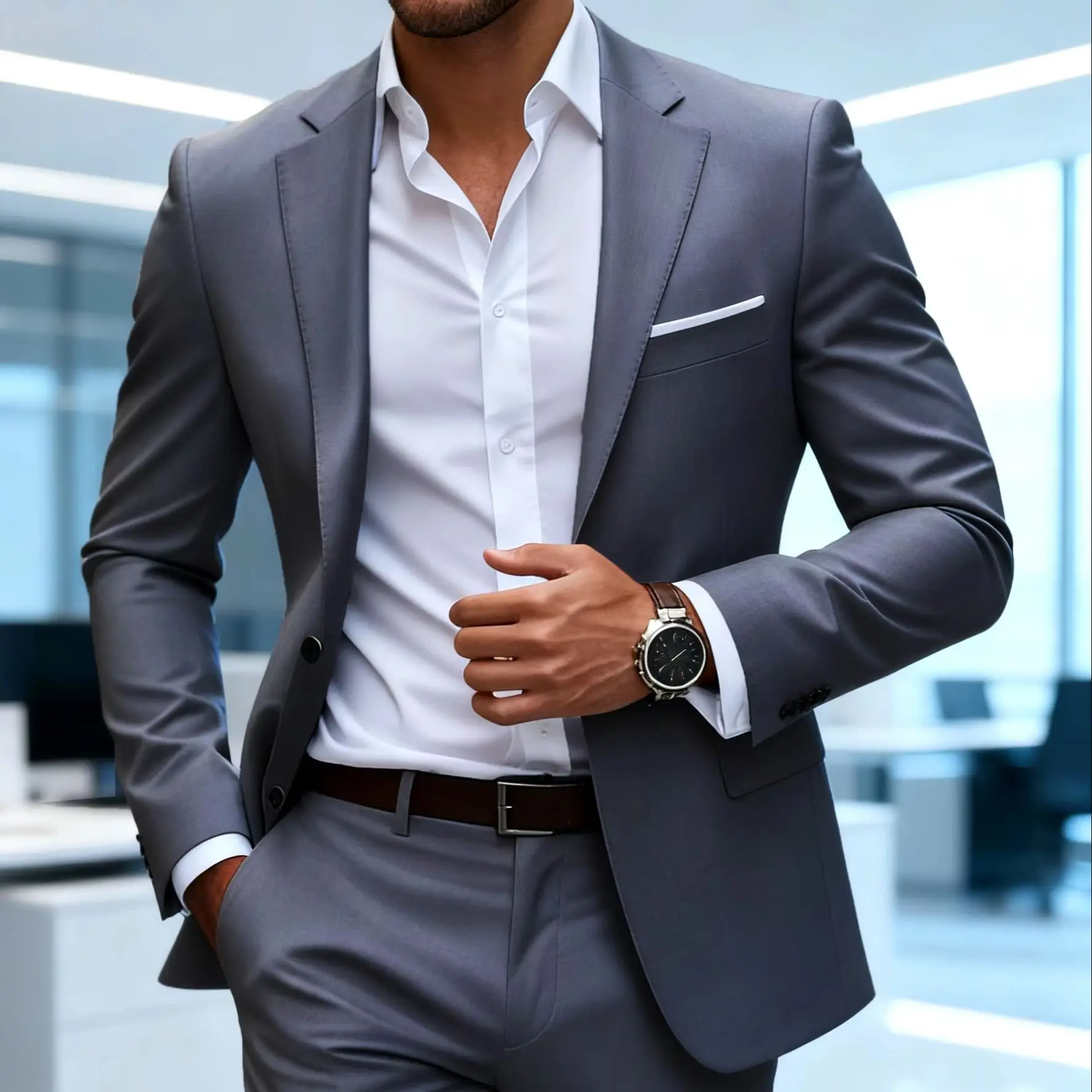 Men's Burgundy 2-Piece Suit Set (Blazer + Trousers Only, No Vest Included),Slim Fit Formal Business Wedding Party Jacket & Pants