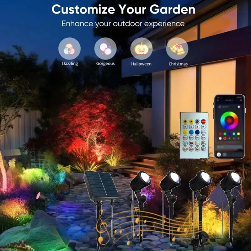 3000K/RGB الشمسية مصباح ليد في الهواء الطلق الأضواء الشمسية الشمسية مصباح حديقة في الهواء الطلق IP65 مقاوم للماء الطاقة الشمسية ضوء الجدار الخفيفة