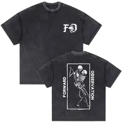 Washed Vintage Forward Observations Group Tshirt Skeleton Graphic T-shirts Men Women Rock Oversized Streetwear Male Casual Tees