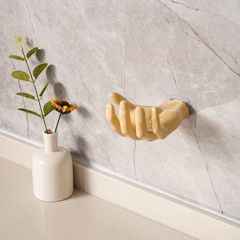 Palm-shaped Hook,Strong Suction Punch-free Hook Seamless Hook, Household Bathroom Wall Storage Key Earphone Decorative Hook Rack