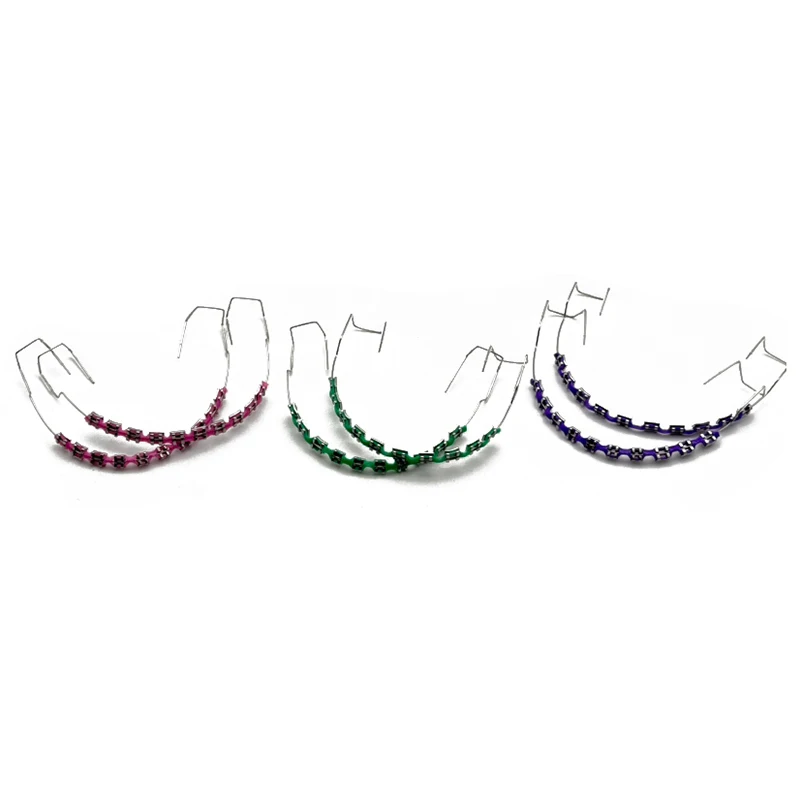1 Pair Fake Braces Colorful Brackets For Teeth Temporary Metal Wires Metal Bracket Orthodontic Ligature Ties Dental image 4