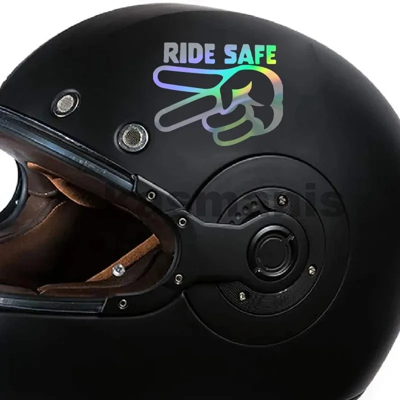 Ride Safe Motorcycle Respect Decals 2 Fingers Down Vinyl Waterproof Removable Stickers For Bikers, Car Window, Helmet Decoration