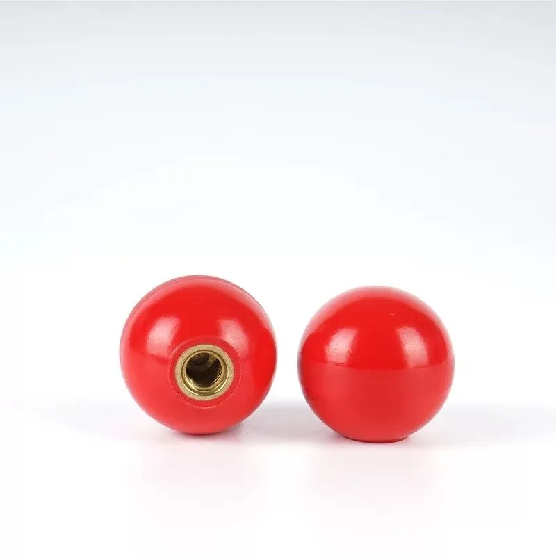 10Pcs Round Handle Ball Knob M4-M12 Threaded Copper Core 16mm/20mm/25mm/32mm/35mm/40mm Dia Mixed Black Red