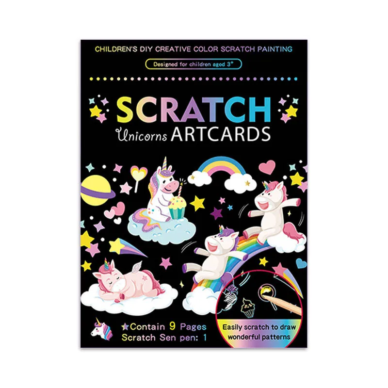Juguete de pintura para rayar DIY deslumbrante para niños, libro de rascar con grafiti creativo, arte divertido para guardería, juguetes de pintura de papel para rascar