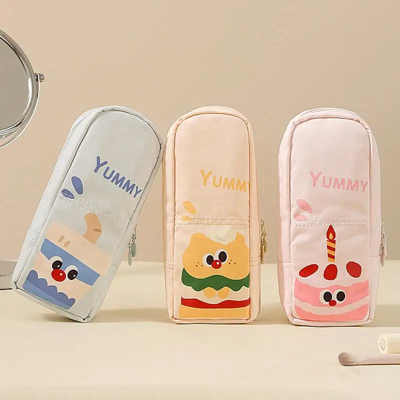 New Cute Cartoon Printed Makeup Brush Bag Large Capacity Inner Mesh Pocket For Cosmetic Storage Beauty Tools Organizer