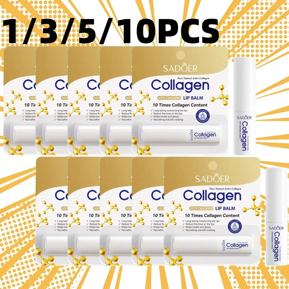 1/3/5/10 Uds bálsamo labial de colágeno otoño e invierno bálsamo labial hidratante antigrietas mejora la hidratación plumando antienvejecimiento