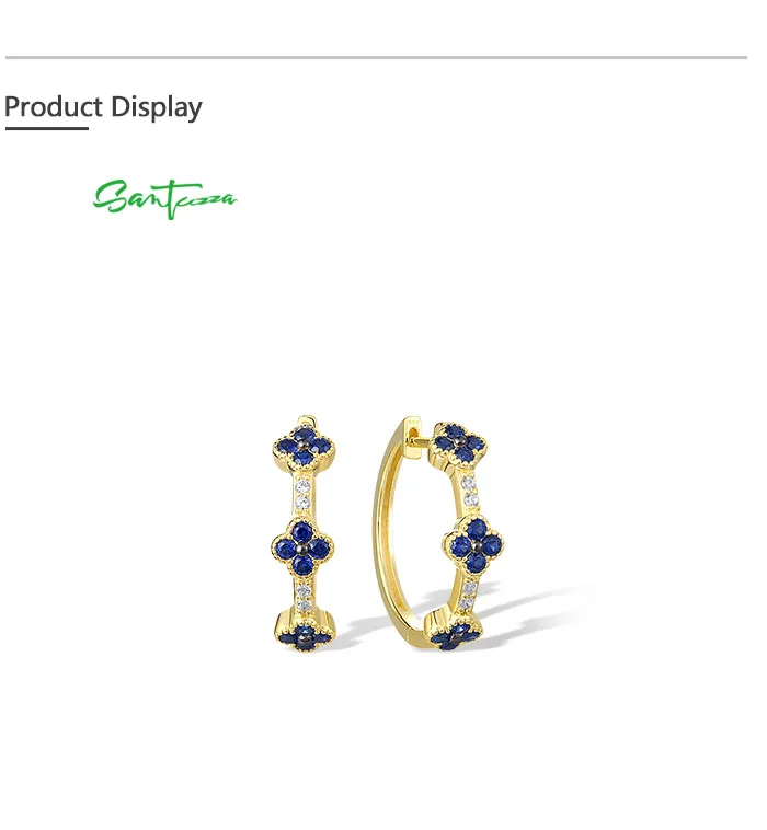 SANTUZZA Authentische 925 Sterling Silber Creolen für Damen mit Rubin, Blauem Saphir und Weißem CZ, Exquisiter Blumenschmuck – Detail 3