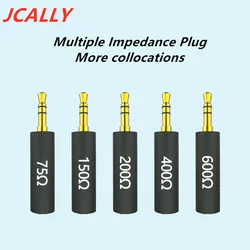 Jcaly-enchufe de impedancia para auriculares conductores, adaptador de cancelación de ruido, resistencia, reducción de ruido, 75, 150, 200, 400, 600 ohm