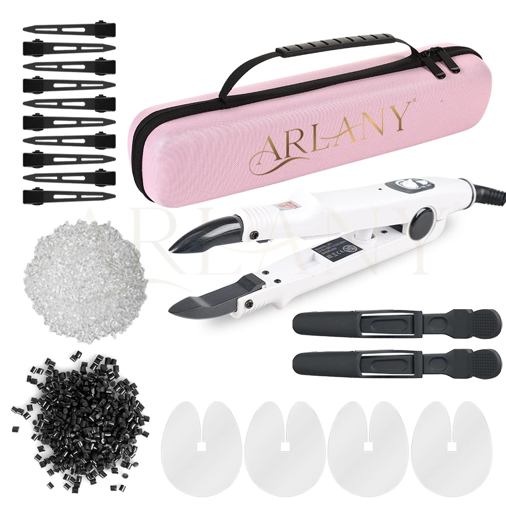 

Комплект соединителей для наращивания волос, 2 шт., 40 г, гранулы кератинового клея, бусины, акриловый теплозащитный экран для кератиновых наращивания, матовый зажим типа «крокодил»