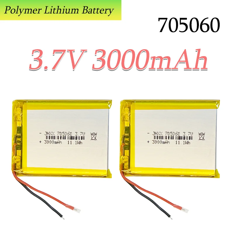 Batería de polímero de litio 705060 3,7 V 3000mAh para navegador GPS grabadora de conducción purificador de aire baterías recargables de polímero de litio