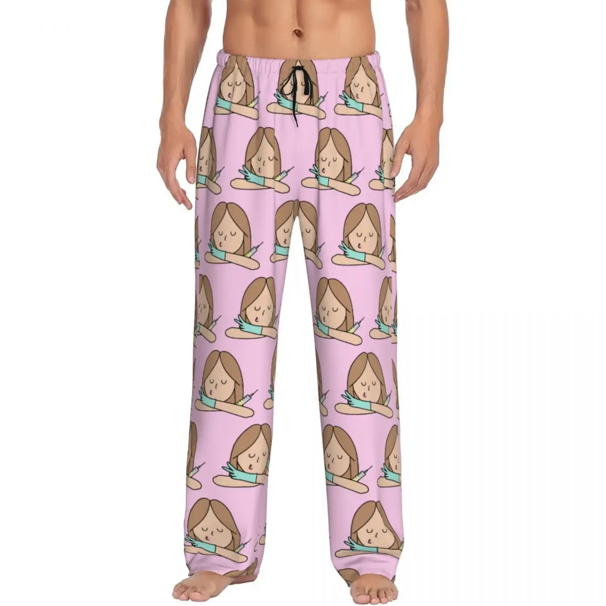 Custom Print Men's Enfermera En Apuros Pajama Pants Doctor Nurse Sleep Sleepwear Bottoms with Pockets