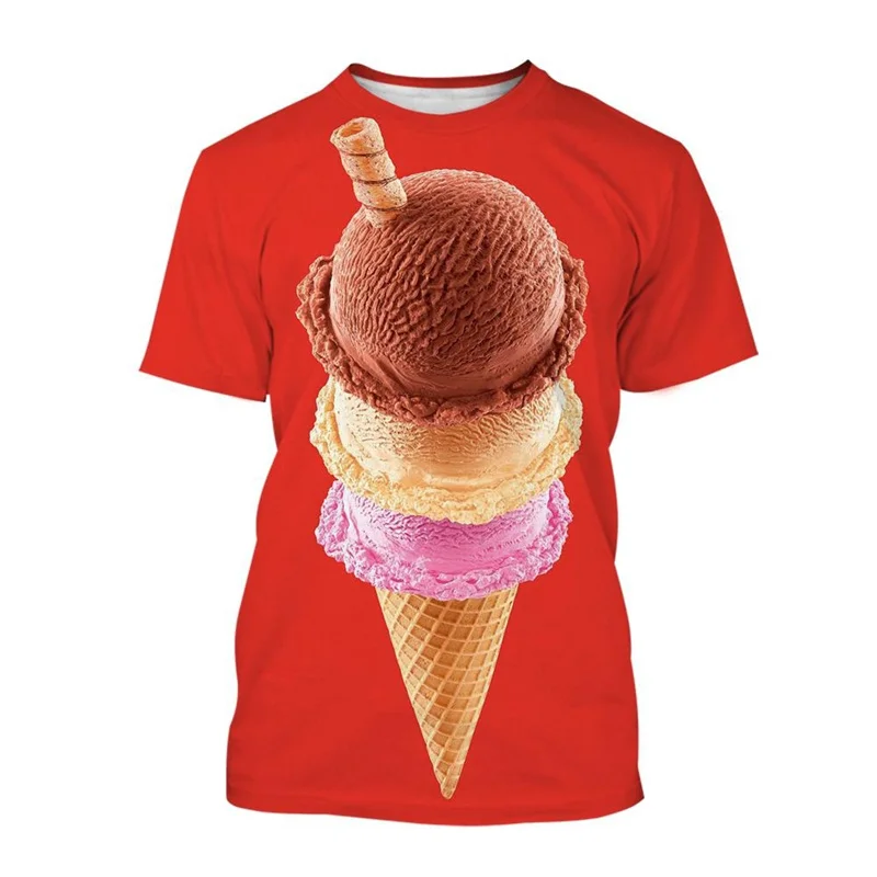 

Food Ice Cream 3d Printing T-shirt Summer Breathable Short-sleeved T Shirt Men Women Fashion Casual Harajuku Streetwear Tees