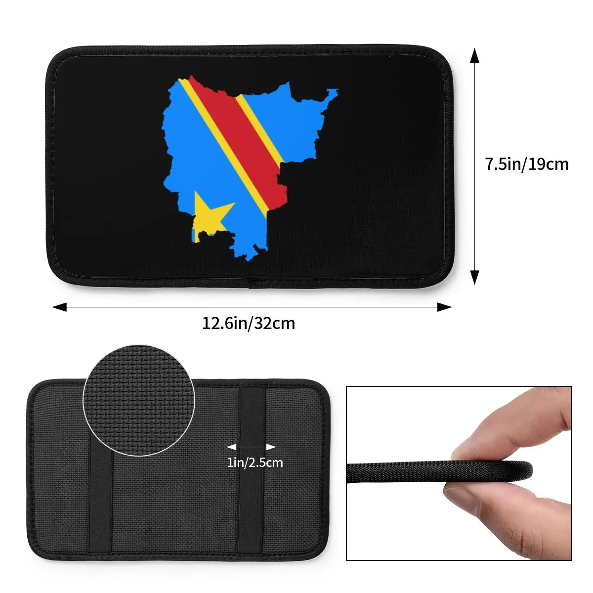 Flag Of Congo Center Console Cover Pad for Universal Cars Car Interior Cushion Breathable Arm Rest Cover Mat Four Seasons