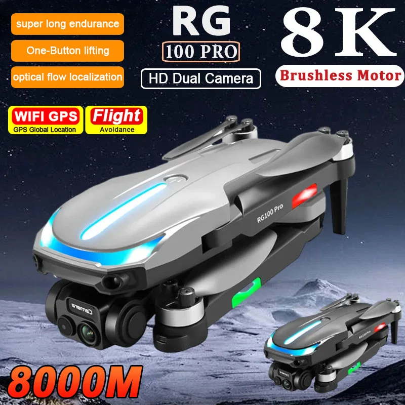 RG100 Pro Drone 8K Dual Camera HD Brushless Motor Intelligent Obstacle Avoidance Aerial Photography Remote Control Aircraft Toys