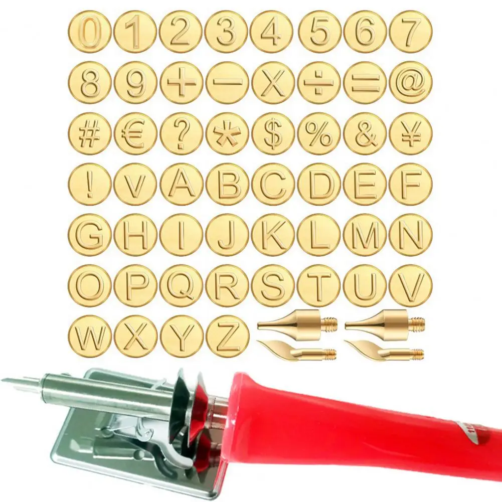 Engraving Tool Kit 56-piece Brass Wood Burning Tip Set for Diy Embossing Carving Craft Projects Includes Alphabet Numbers