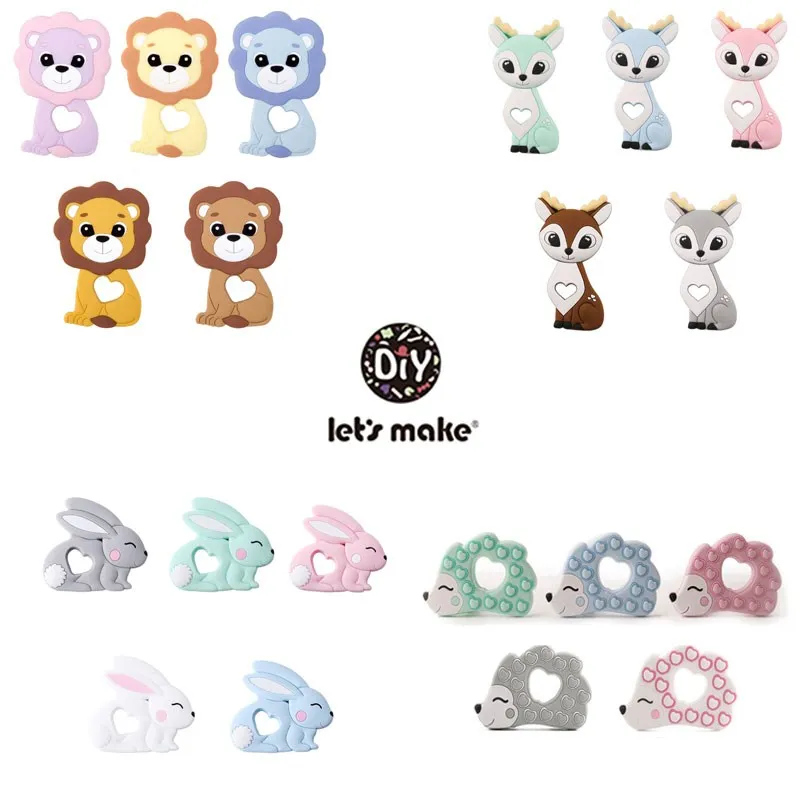 Silicone Food Rodent Beads Baby Teether Pendant For Pacifier Childen's Goods 5pcs BPA Free Koala Unicorn Wholesale Let's Make