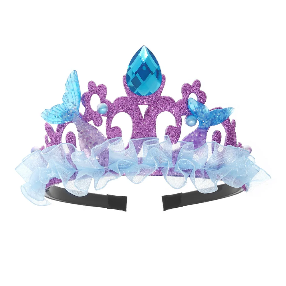 Children Colorful Pearl Sparkly Mermaid Princess Style Crown Kids Halloween Party Versatile Fashion Lightweight Hair Accessories view 4