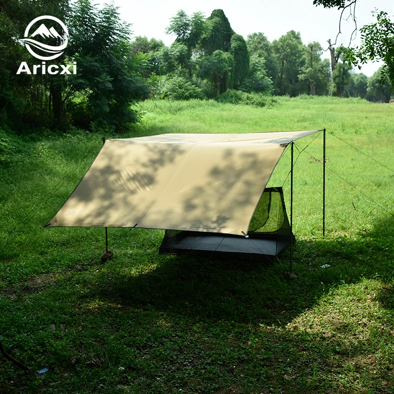 aricxi 4x3m beige cover Black Coating Tarp Waterproof Awning Camping Outdoor Shade Tarpaulin Tent Shelter Sunshade Flysheet