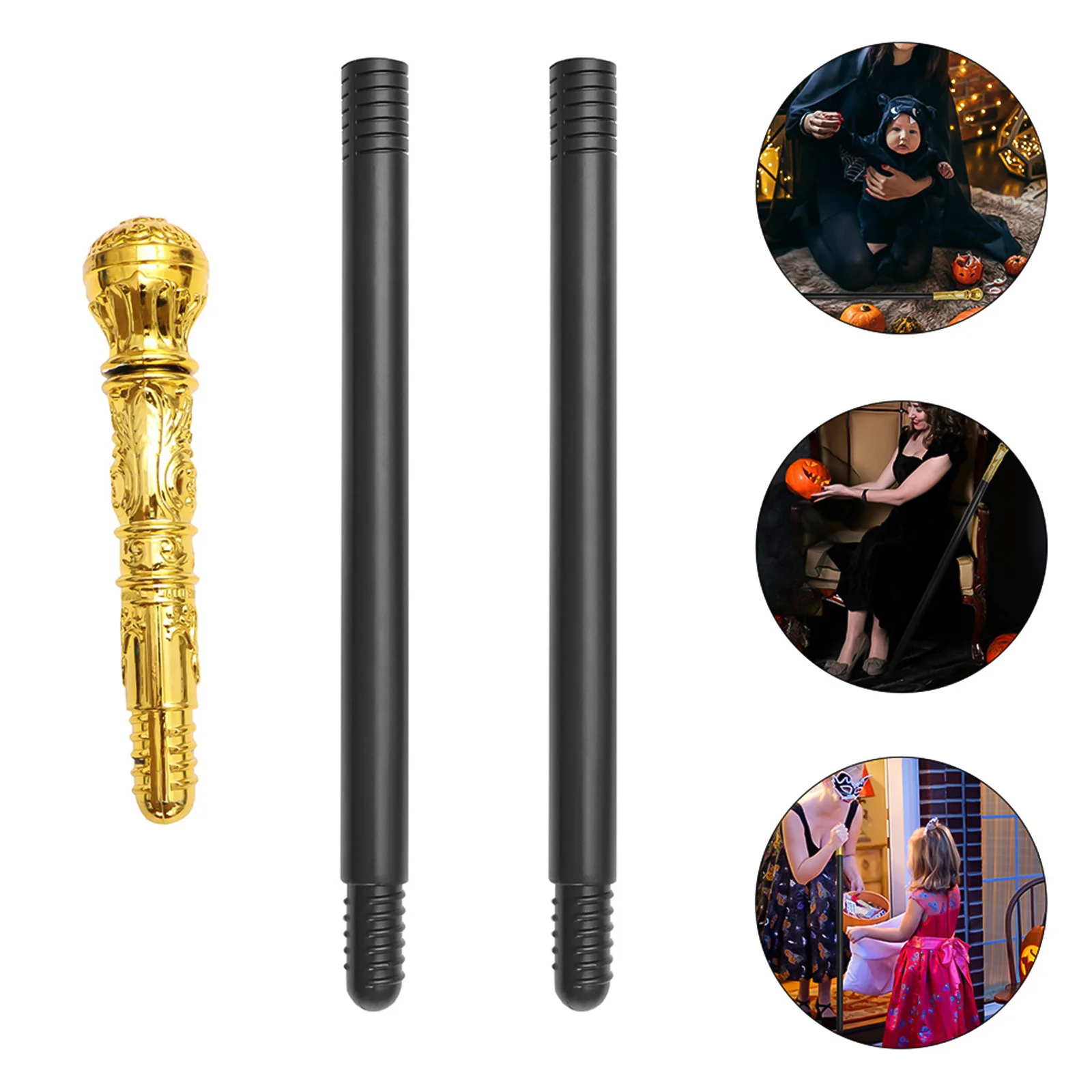 

2Pcs King Cosplay Scepters Plastic Costume Walking Cane Detachable Decorative Stage Props Halloween Party Performance